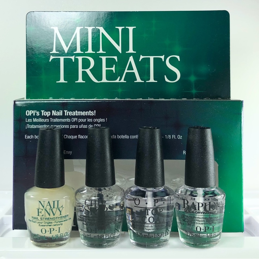 OPI Mini Treats Set of 4 Nail Polish Treatments Base Top & Hardener 3.75ml